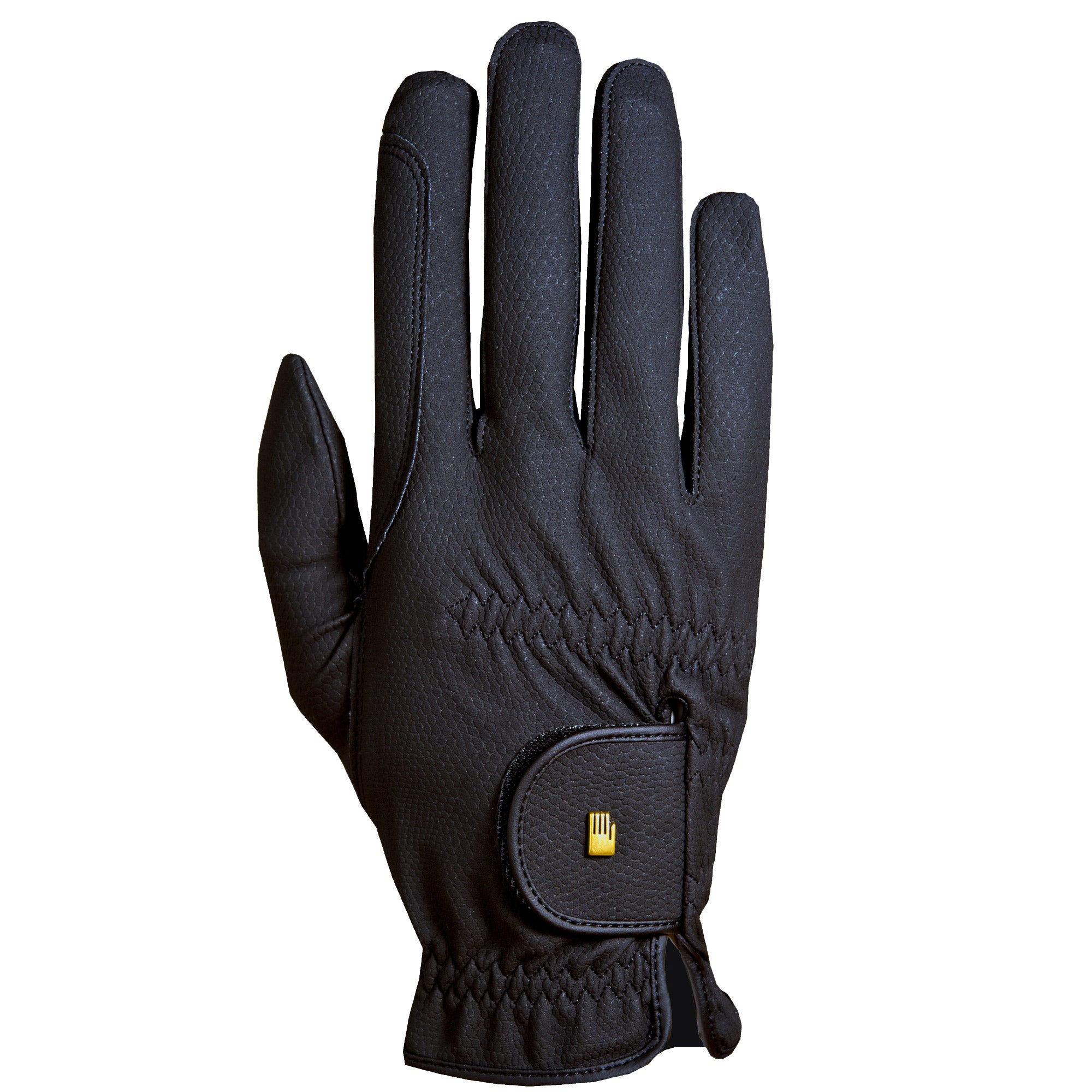 Front view of a black Roeckl Sports Original Roeck-Grip Riding Glove on a white background