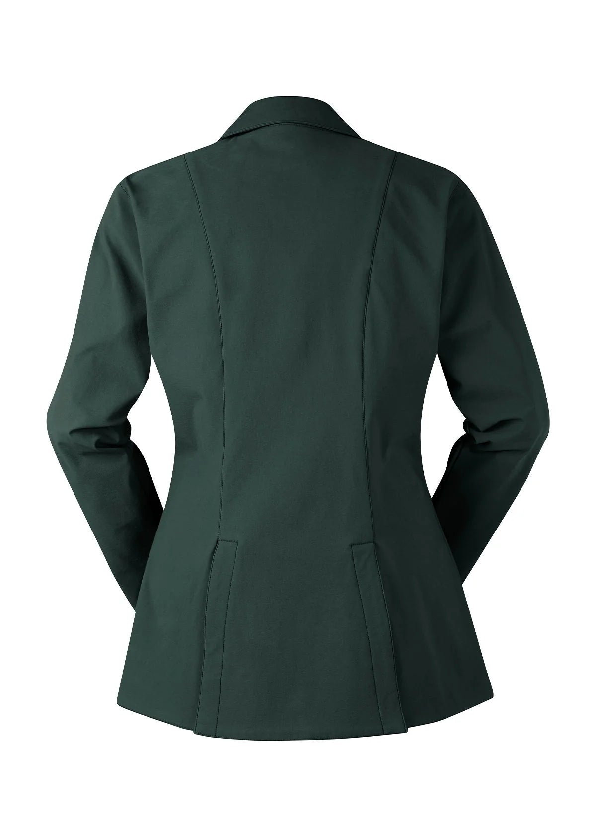Back view of the green Kerrits Stretch Competitor Koat 3 Snap on a white background