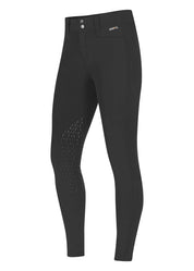 Angled front view of the black Kerrits 3-Season Tailored Knee Patch Breech on a white background