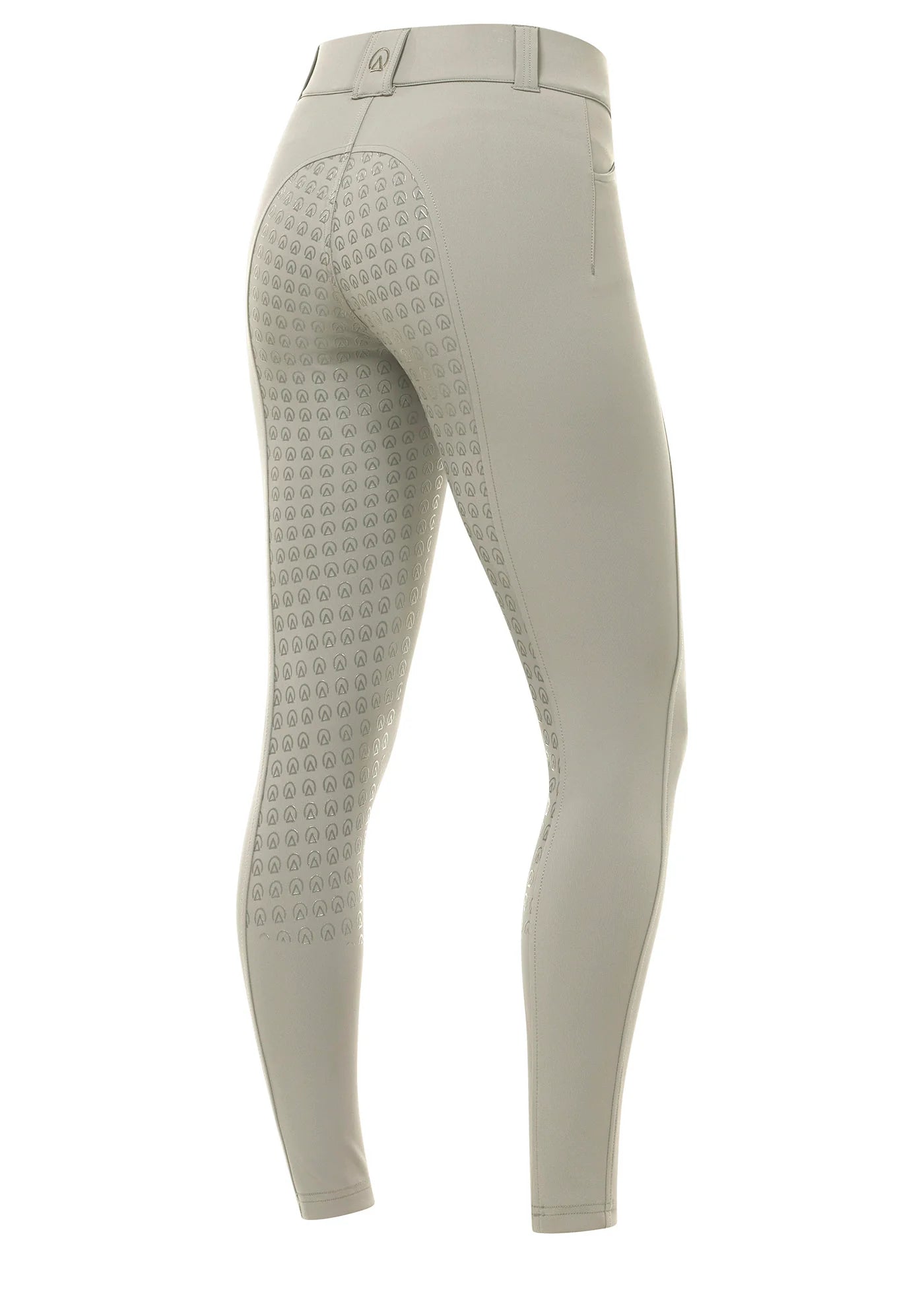 Angled back view of the tan Kerrits Affinity Pro Full Seat Breech on a white background