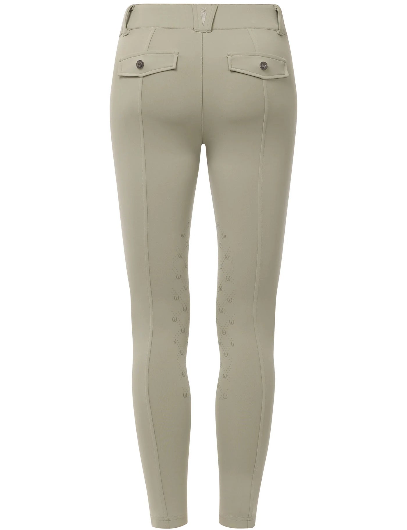 Back view of the tan Kerrits Kids Free Motion Coolcore Knee Patch Breech on a white background