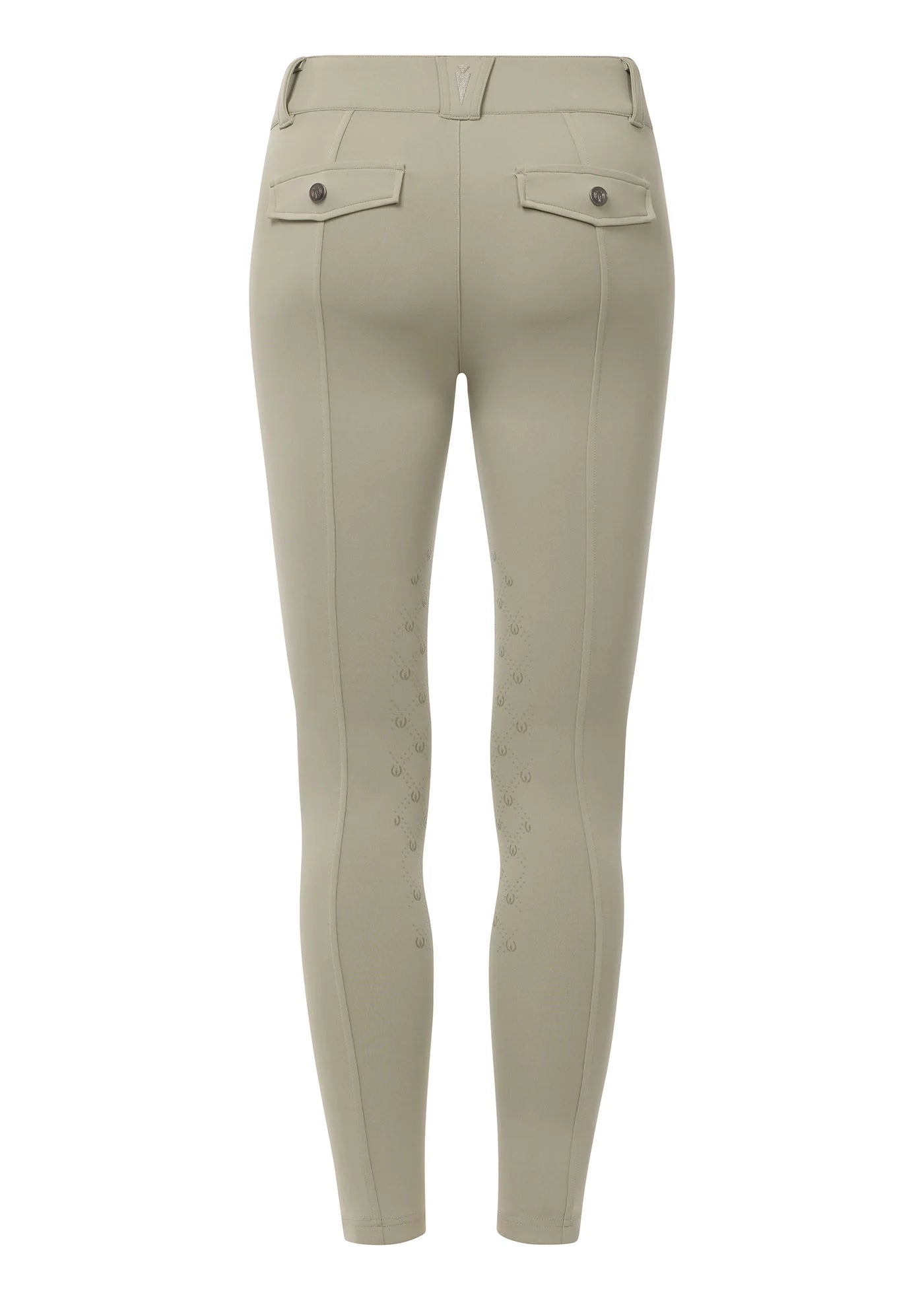 Back view of the tan Kerrits Kids Free Motion Coolcore Knee Patch Breech on a white background