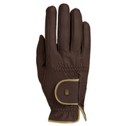 Back view of the mocha/gold Roeckl Sports Lona Riding Gloves on a white background