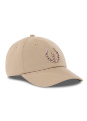 Angled front view of the Kerrits Logo Baseball Hat in tan