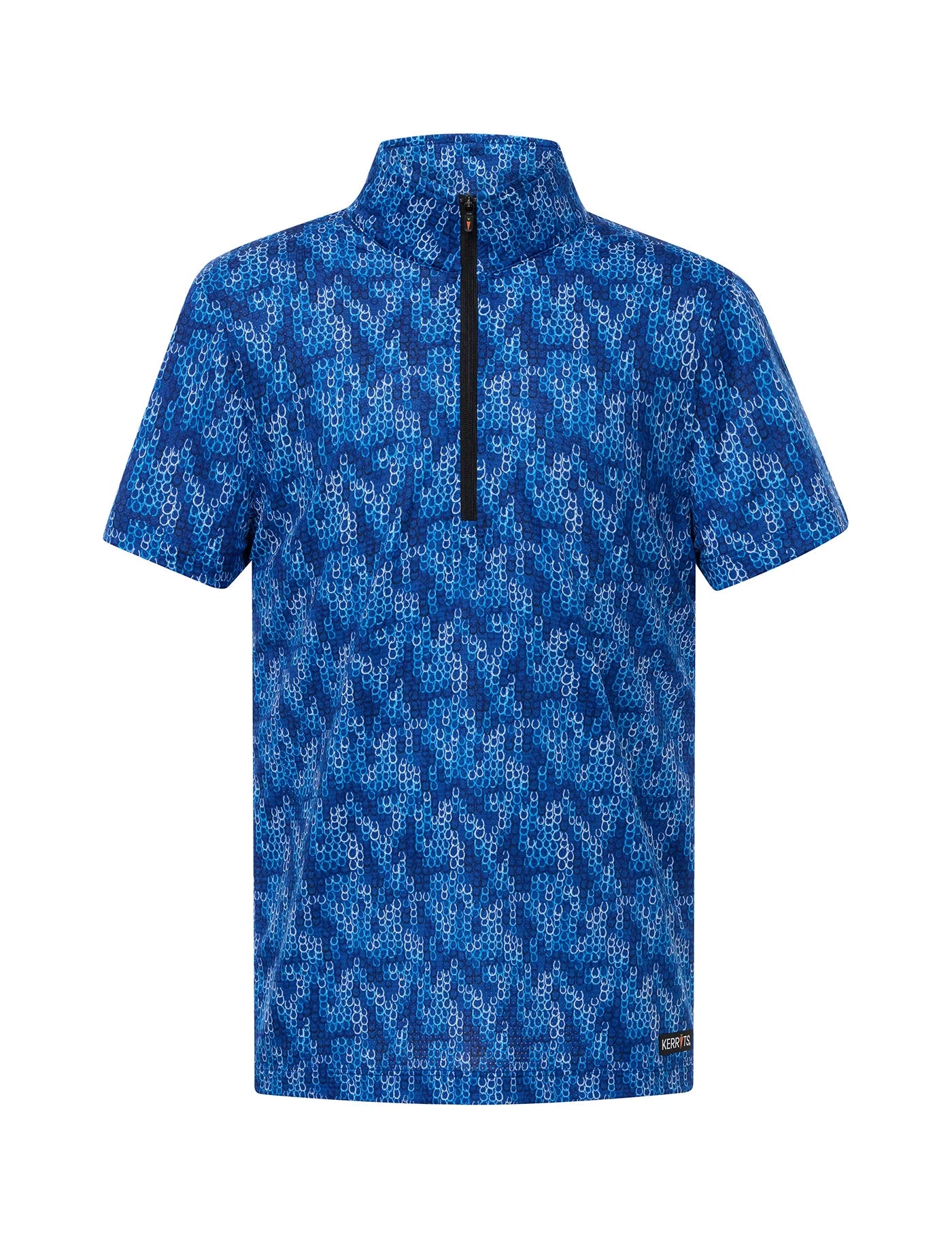 Front view of the Kids EquiBreeze Ice Fil Short Sleeve Shirt in the color Oasis Lucky Cascade