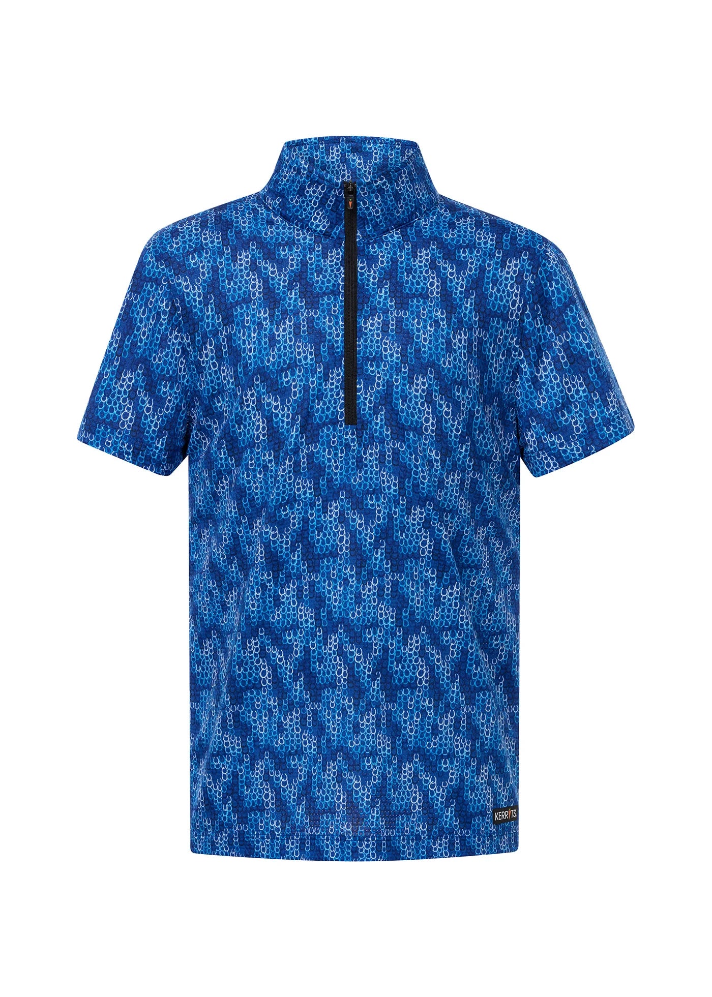 Front view of the Kids EquiBreeze Ice Fil Short Sleeve Shirt in the color Oasis Lucky Cascade