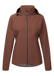 Brown waterproof jacket shown front view on a white background
