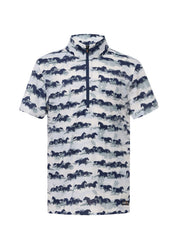 Front view of the Kerrits Kids EquiBreeze Ice Fil Short Sleeve Print Shirt in the color Mist Brushstrokes