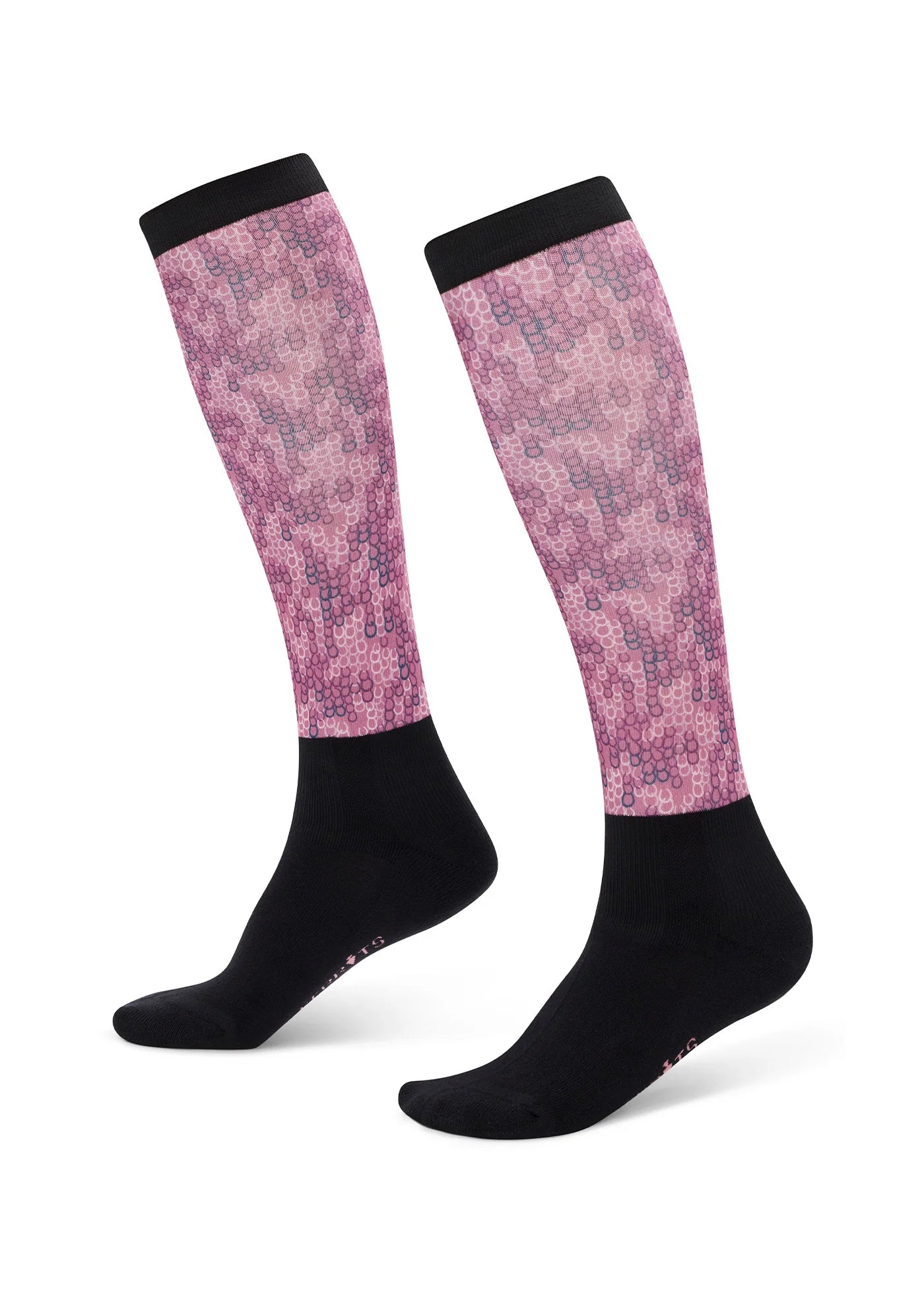 Left and right side views of the Kerrits Kids Dual Zone Boot Socks in the color Blush Lucky Cascade
