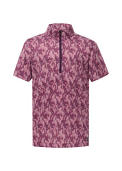 Front view of the pink Kerrits Kids EquiBreeze Ice Fil Short Sleeve Print Shirt on a white background