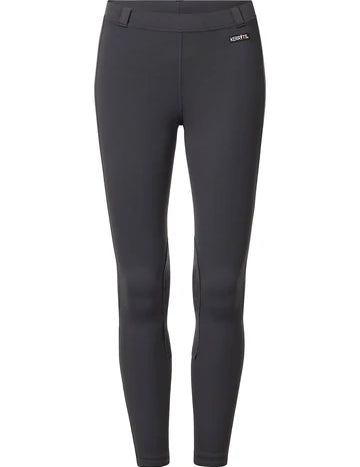Dark gray riding tights shown front view on a white background