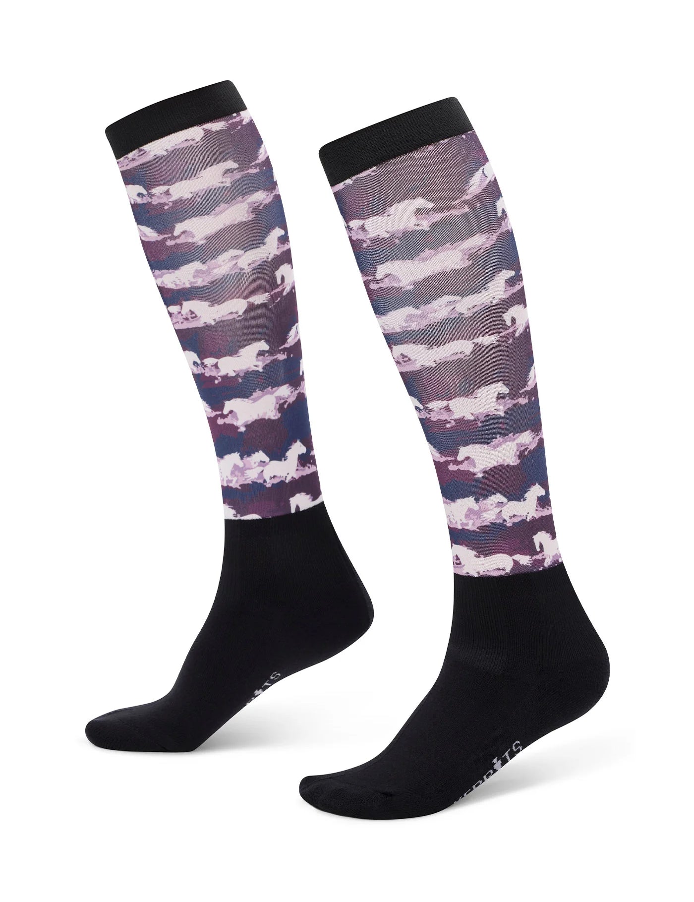 Left and right side views of the Kerrits Kids Dual Zone Boot Socks in the color Berry Brushstrokes
