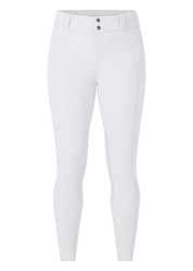 Front view of the white Kerrits Affinity Pro Knee Patch Breech on a white background