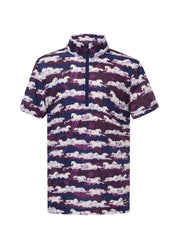 Front view of the purple Kerrits Kids EquiBreeze Ice Fil Short Sleeve Print Shirt on a white background