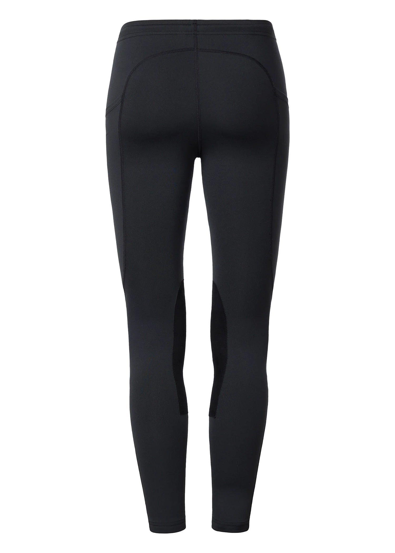 Back view of the Black Kerrits Kids Performance Knee Patch Pocket Tight on a white background