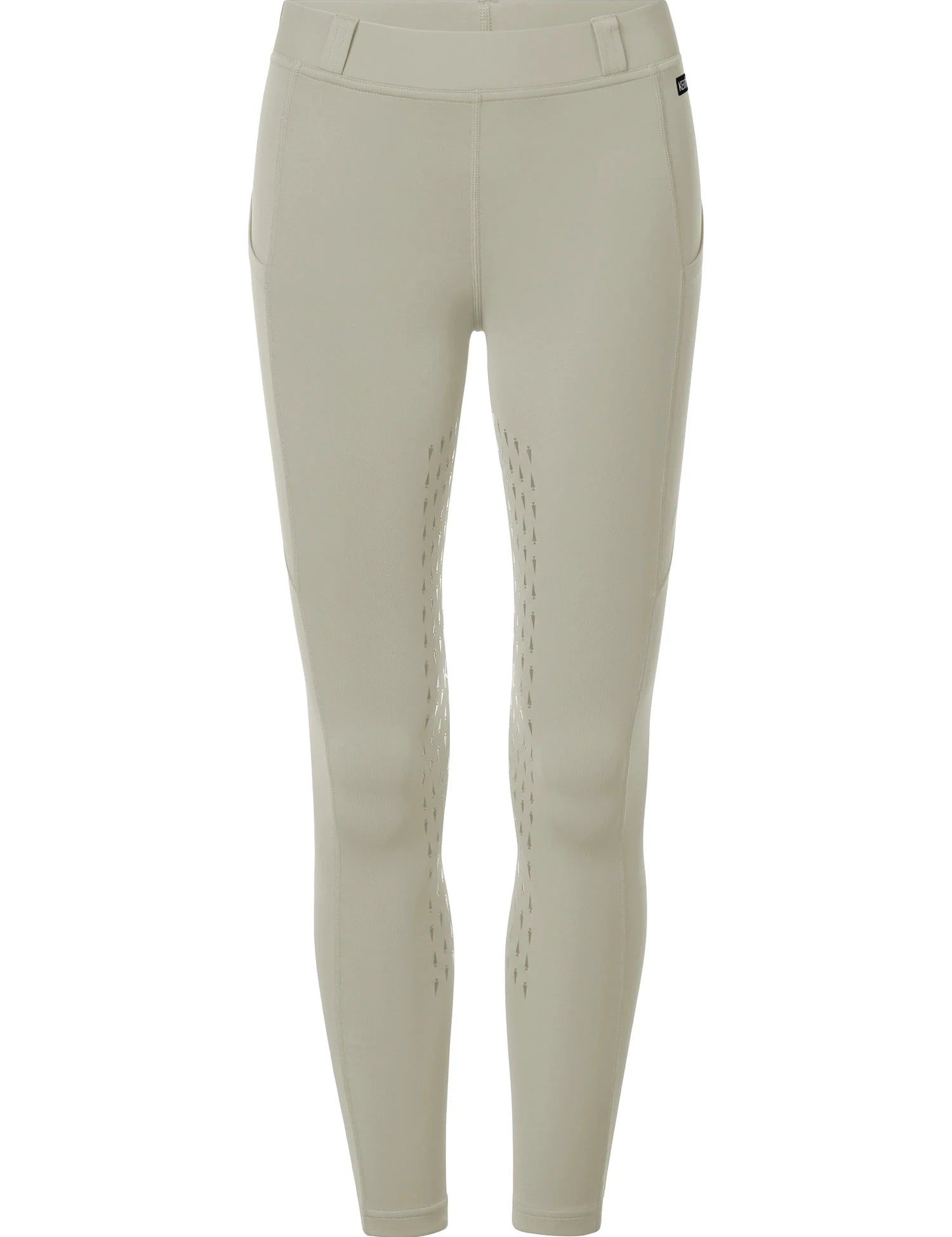 Front view of the tan Kerrits Kids Coolcore Full Seat Tech Tights on a white background
