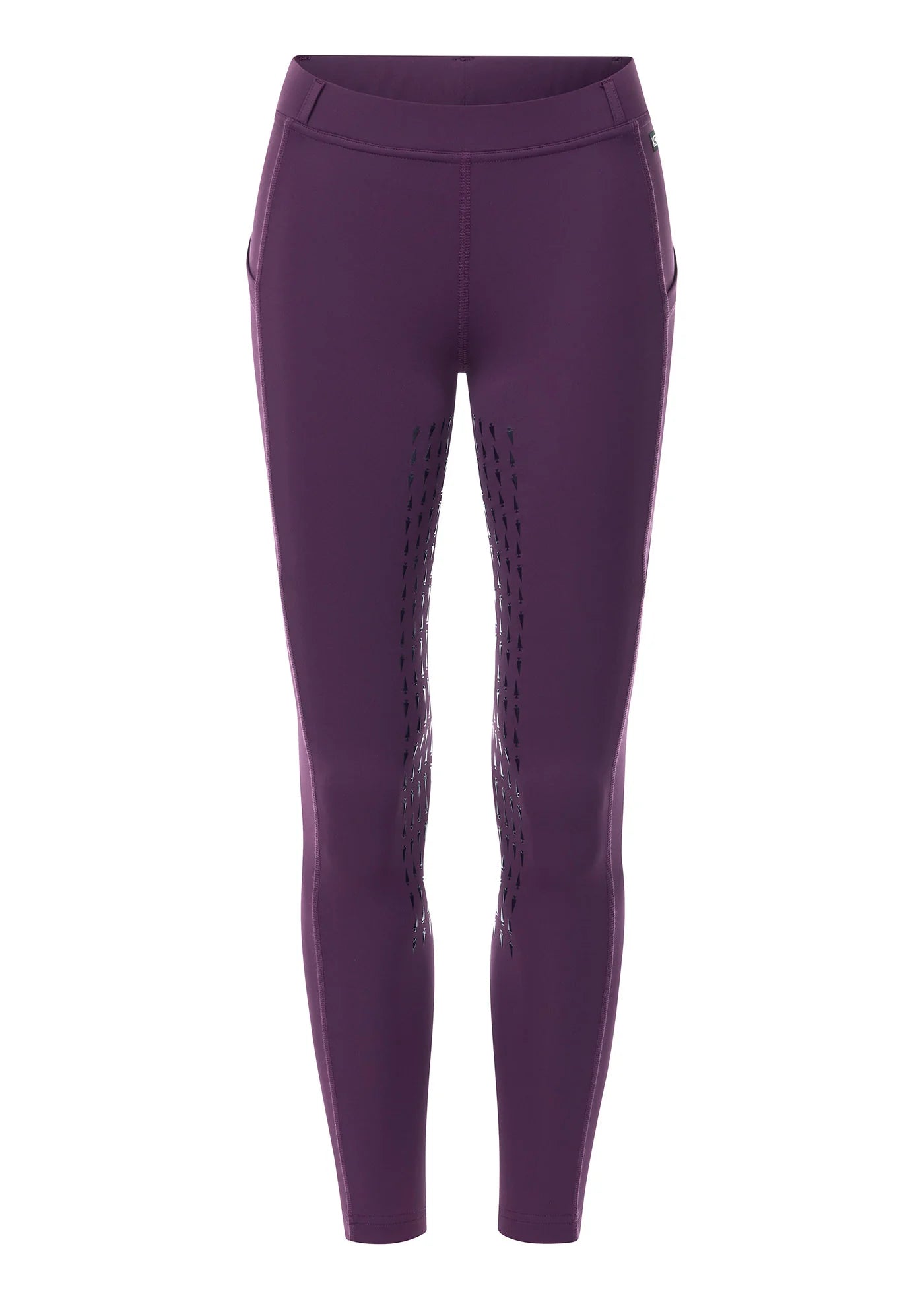 Front view of the purple Kerrits Kids Coolcore Full Seat Tech Tights on a white background