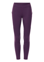 Front view of the purple Kerrits Kids Coolcore Full Seat Tech Tights on a white background