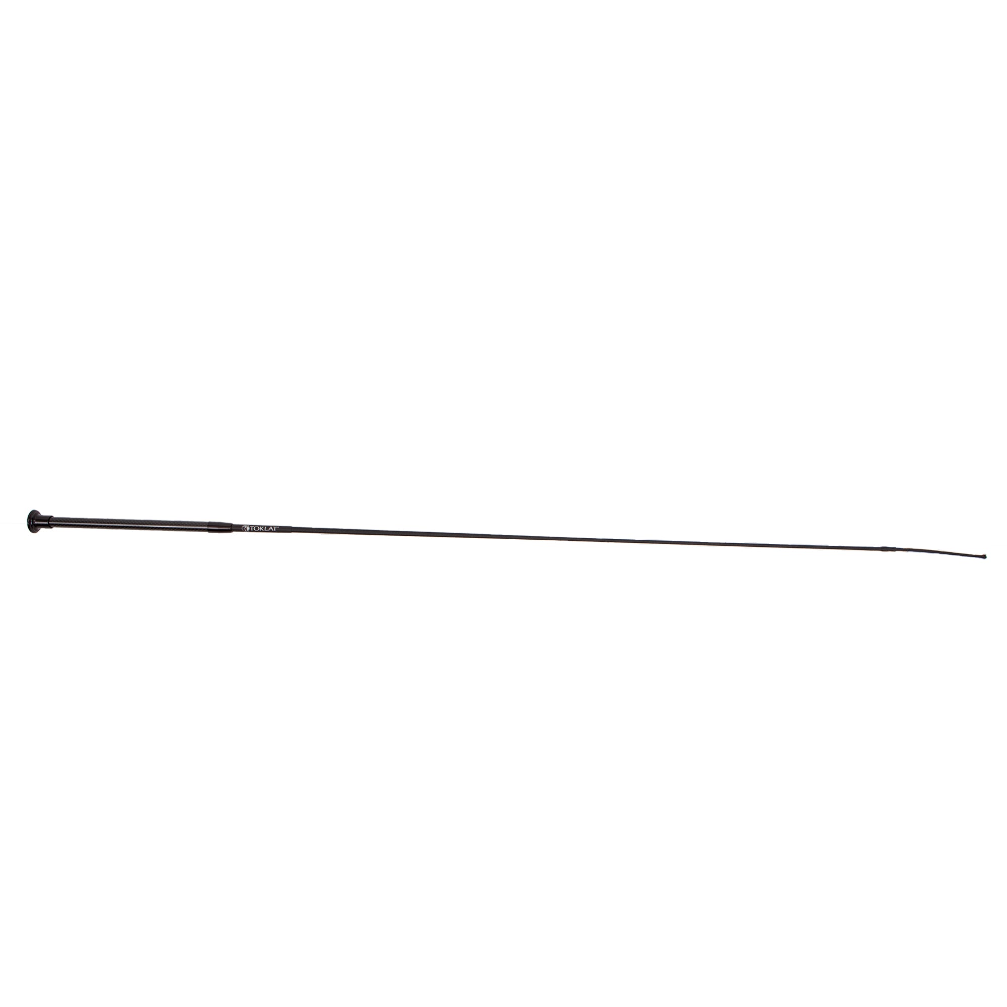 Full view of the black Toklat Carbon Fiber Dressage Whip on a white background