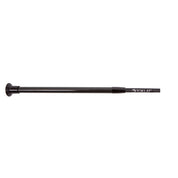 Close-up view of the handle on the black Toklat Carbon Fiber Dressage Whip on a white background