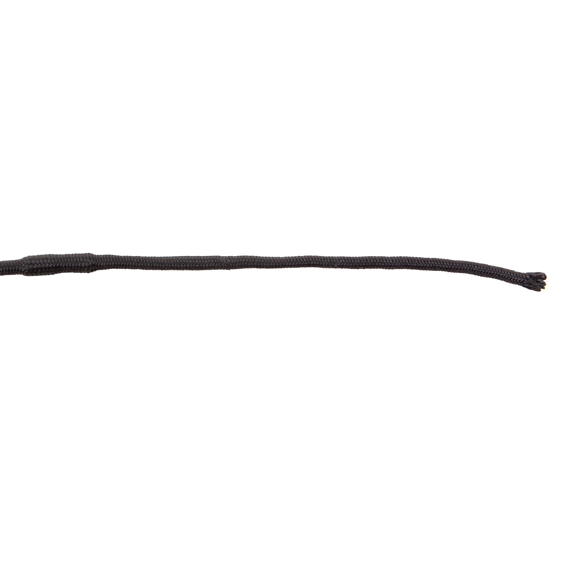 Close-up view of the lash on the black Toklat Crystal Bling Handle Dressage Whip on a white background