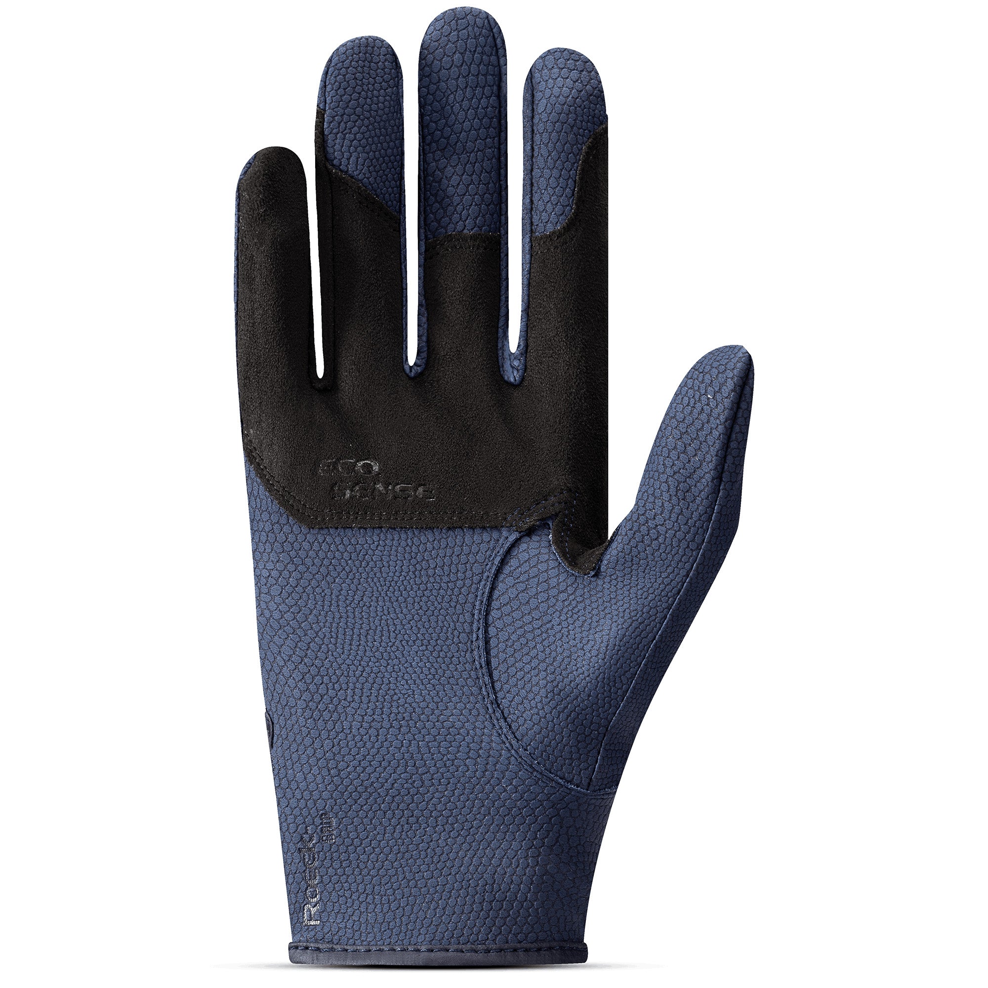 Palm view of the navy Roeckl Manecaress Riding Gloves on a white background
