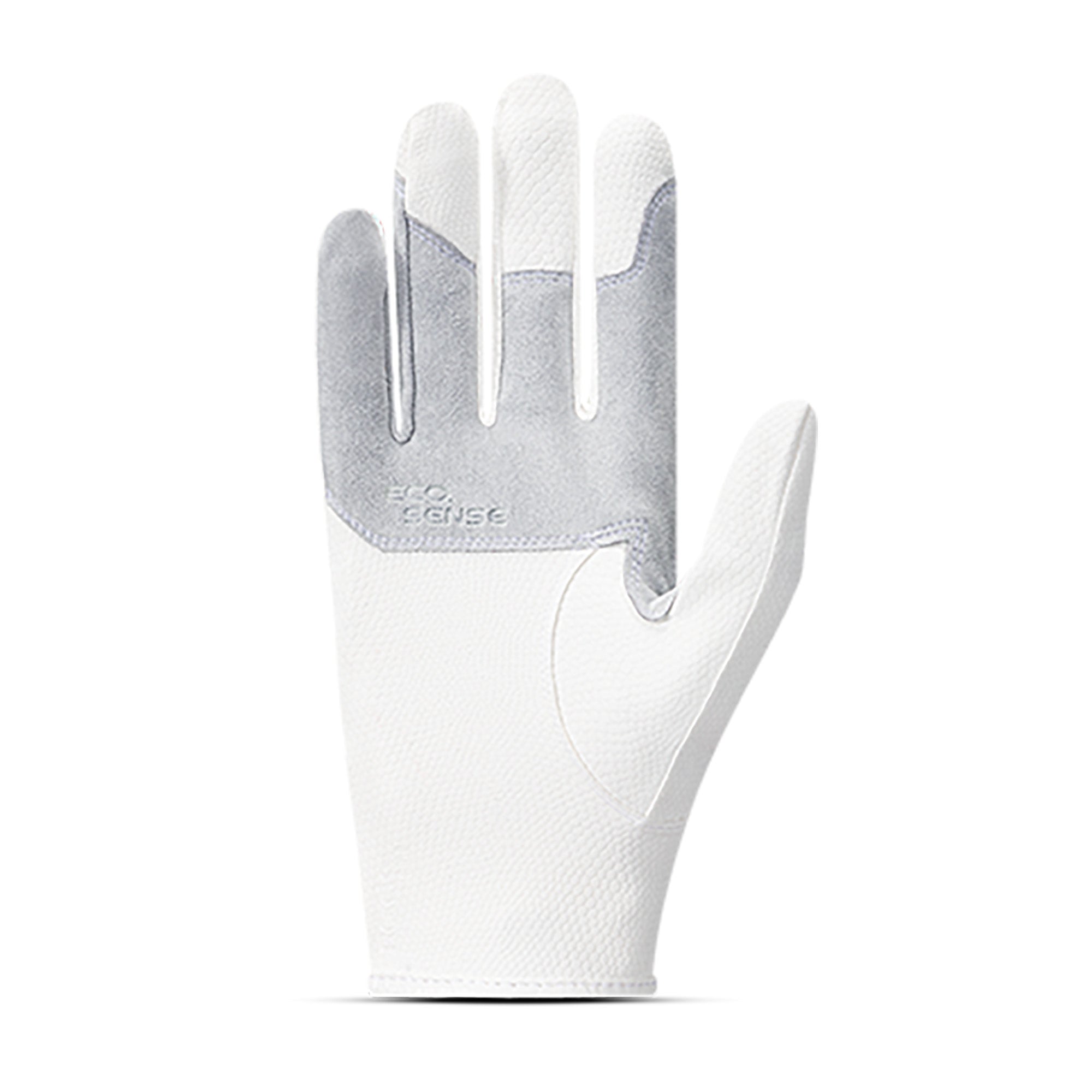 Palm view of the white Roeckl Manecaress Riding Gloves on a white background