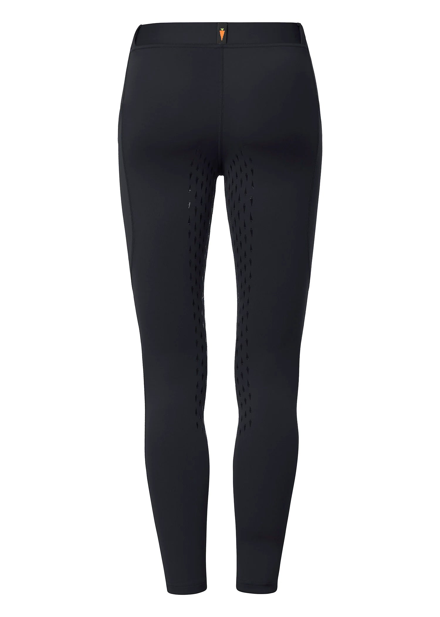 Back view of the black Kerrits Kids Coolcore Full Seat Tech Tights on a white background