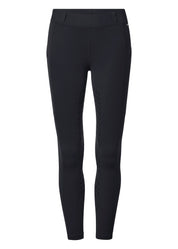 Front view of the black Kerrits Kids Coolcore Full Seat Tech Tights on a white background