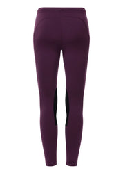 Back view of the purple Kerrits Kids Performance Knee Patch Pocket Riding Tight on a white background