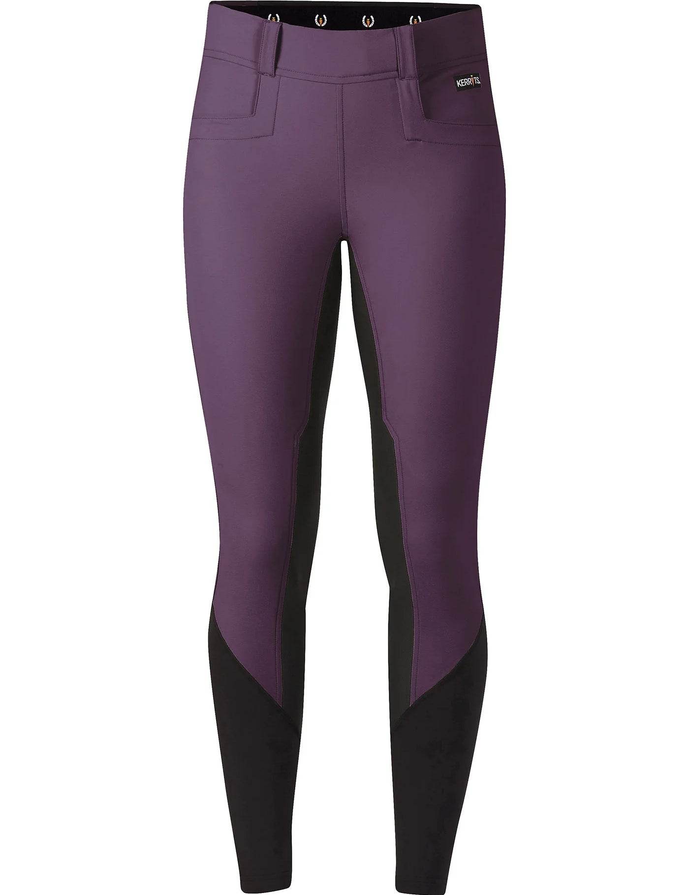 Front view of the purple Kerrits GripTek™ II Full Seat Riding Breech on a white background