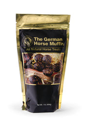 Front view of a 1 lb bag of Equus Magnificus The German Horse Muffin on a white background