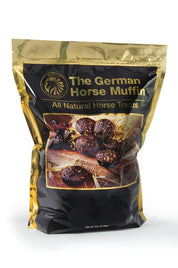 Front view of a 6 lb bag of Equus Magnificus The German Horse Muffin on a white background