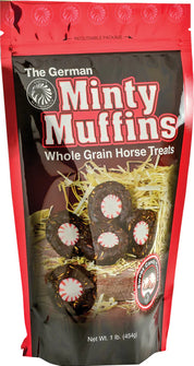 Front view of the 1 lb bag of Equus Magnificus The German Minty Muffins on a white background