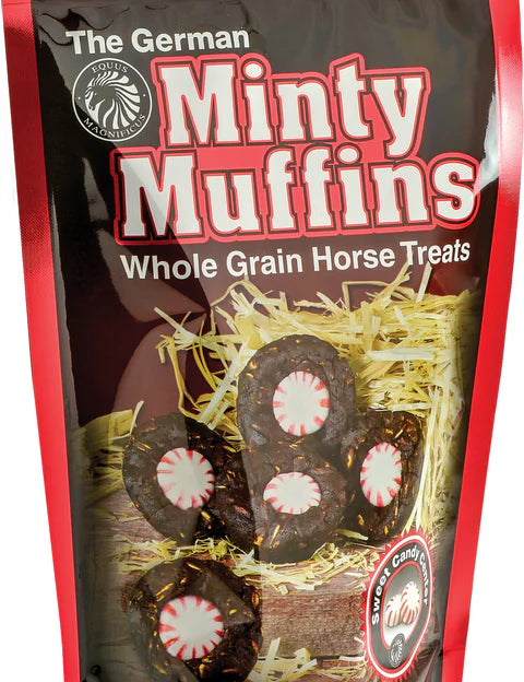 Front view of the 1 lb bag of Equus Magnificus The German Minty Muffins on a white background