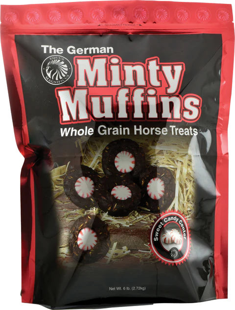 Front view of the 6 lb bag of Equus Magnificus The German Minty Muffins on a white background