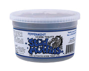 Front view of a 20 oz tub of Stud Muffins Peppermint Horse Treats on a white background