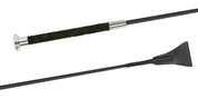 View of both the handle and popper for the Fleck Silk Touch Premium Jumping Bat in black with chrome details