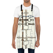 Front view of a model wearing the All Designs Equine Bit Pattern Horse Show Cover Apron on a white background