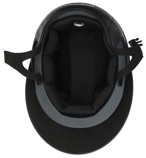 Interior view of the black Samshield Helmet Liner 2.0 in a helmet on a white background