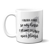 Front view of the Canary Road Horse Nice Things Coffee Mug on a white background