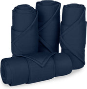 Front view of 4 navy Equi-Essentials Poly Standing Wraps on a white background