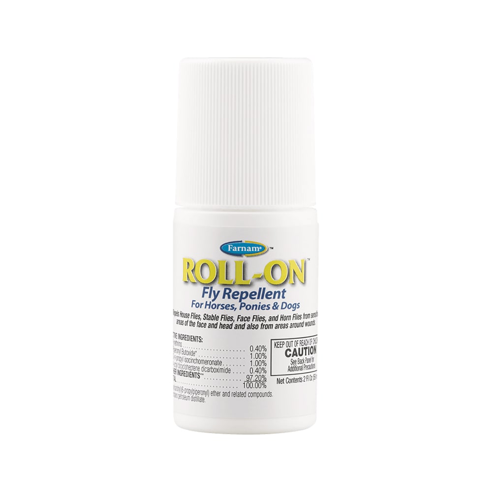 Front view of the Farnam Roll On Fly Repellent on a white background
