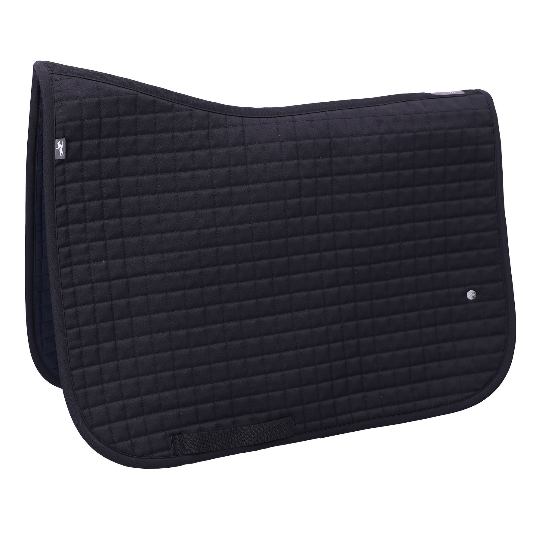 Side view of the Black Schockemohle Baby Pad on a white background