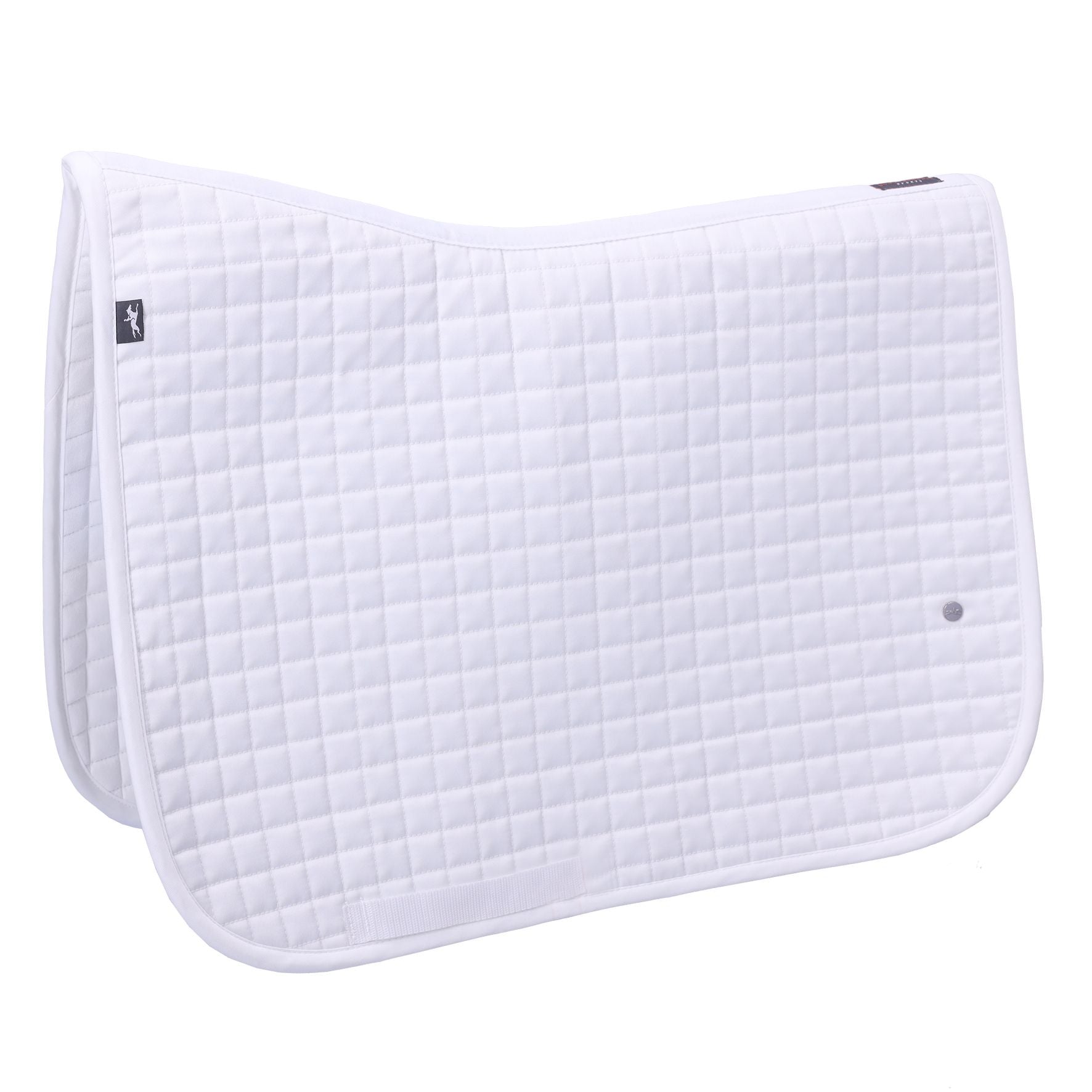 Side view of the White Schockemohle Baby Pad on a white background