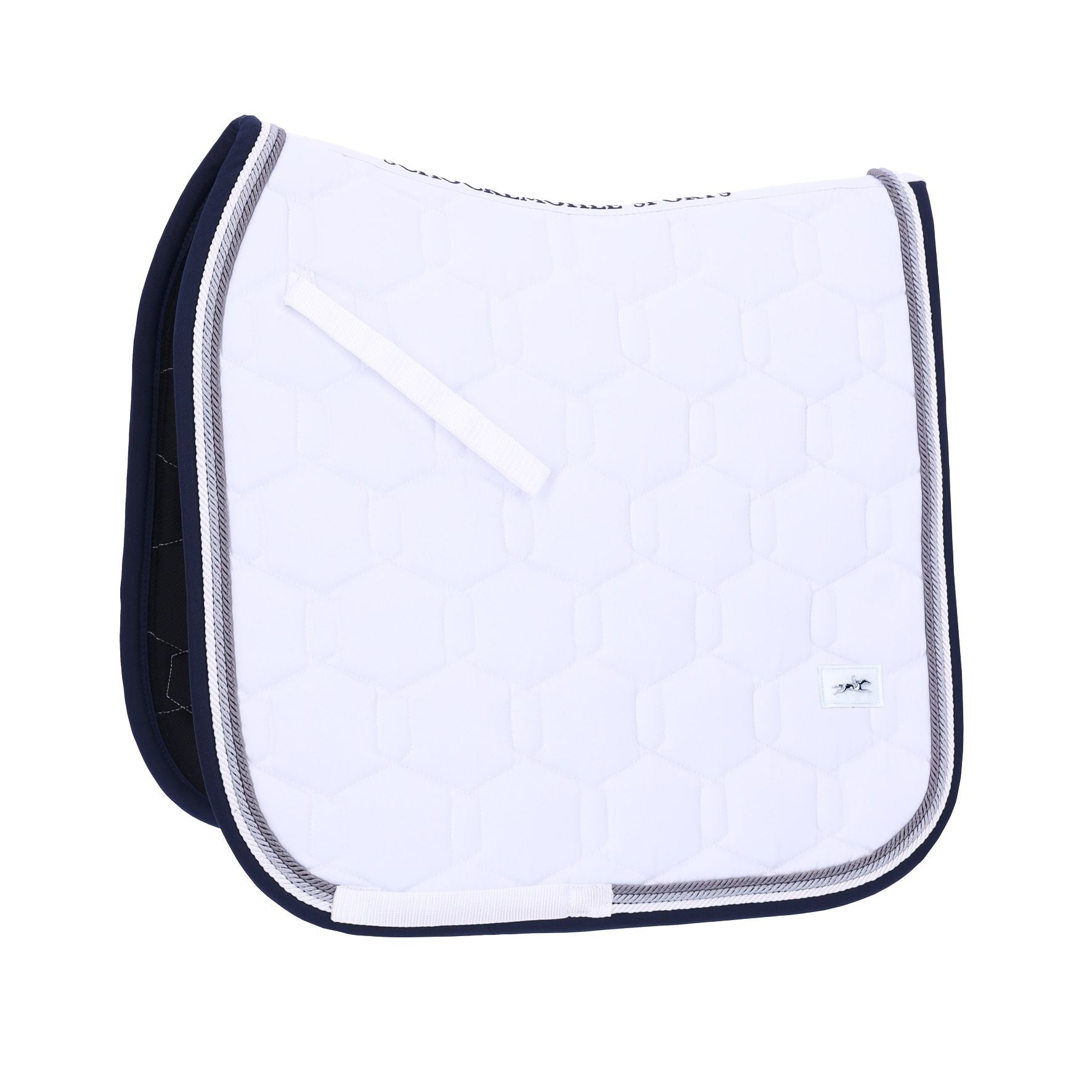 Side view of the true navy Schockemohle Eco Comfort Dressage Saddle Pad on a white background
