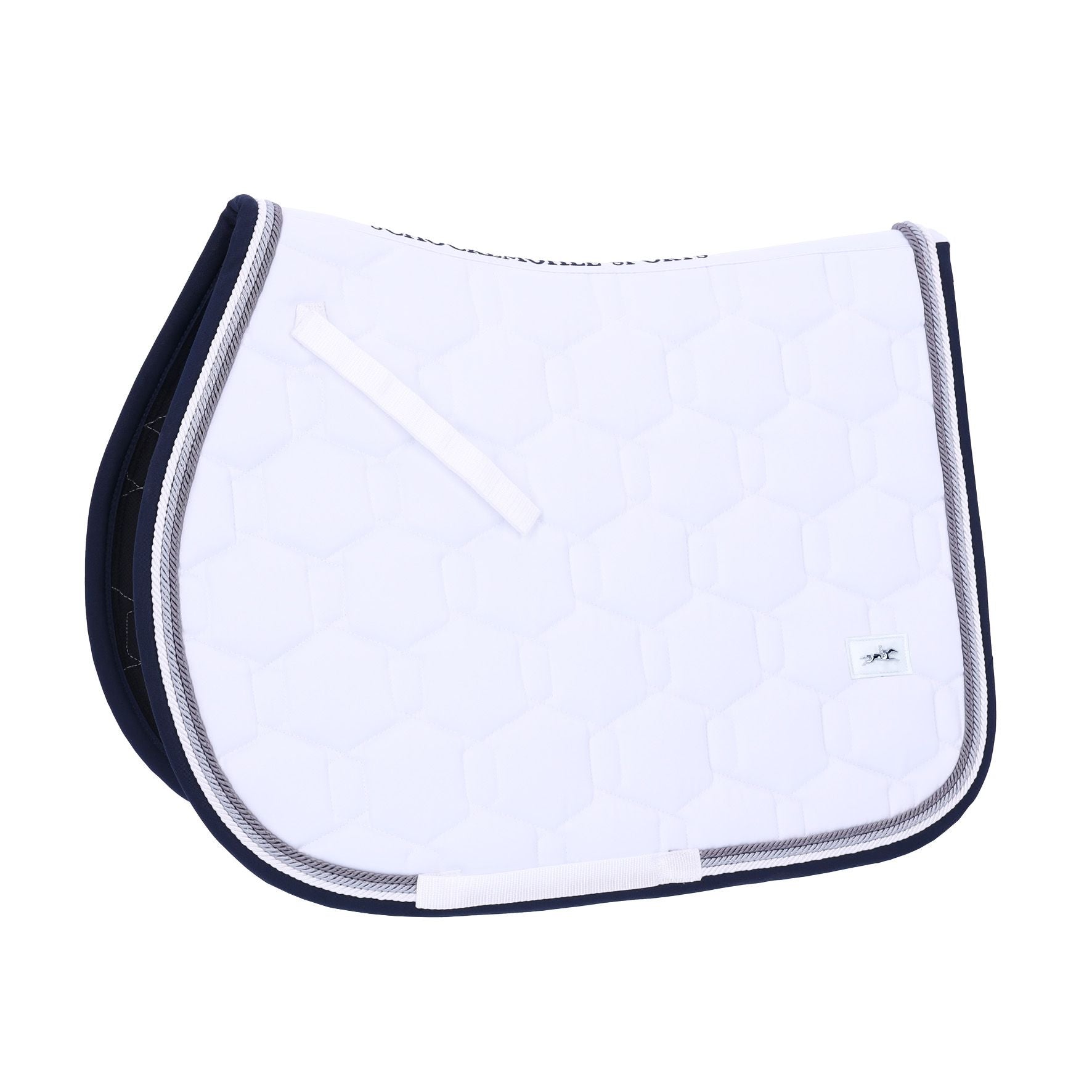 Side view of the white Schockemohle Eco Comfort Jump Saddle Pad on a white background