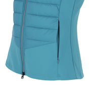 Close-up angled front view of the Colonial Blue Schockemohle Franice Vest on a white background