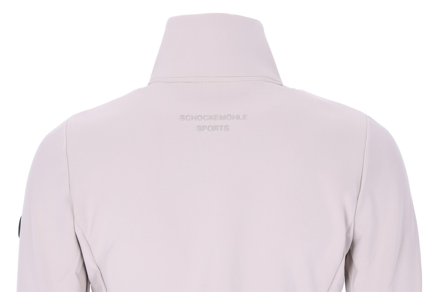 Close-up back view of the stone Schockemohle Svenja Jacket on a white background 