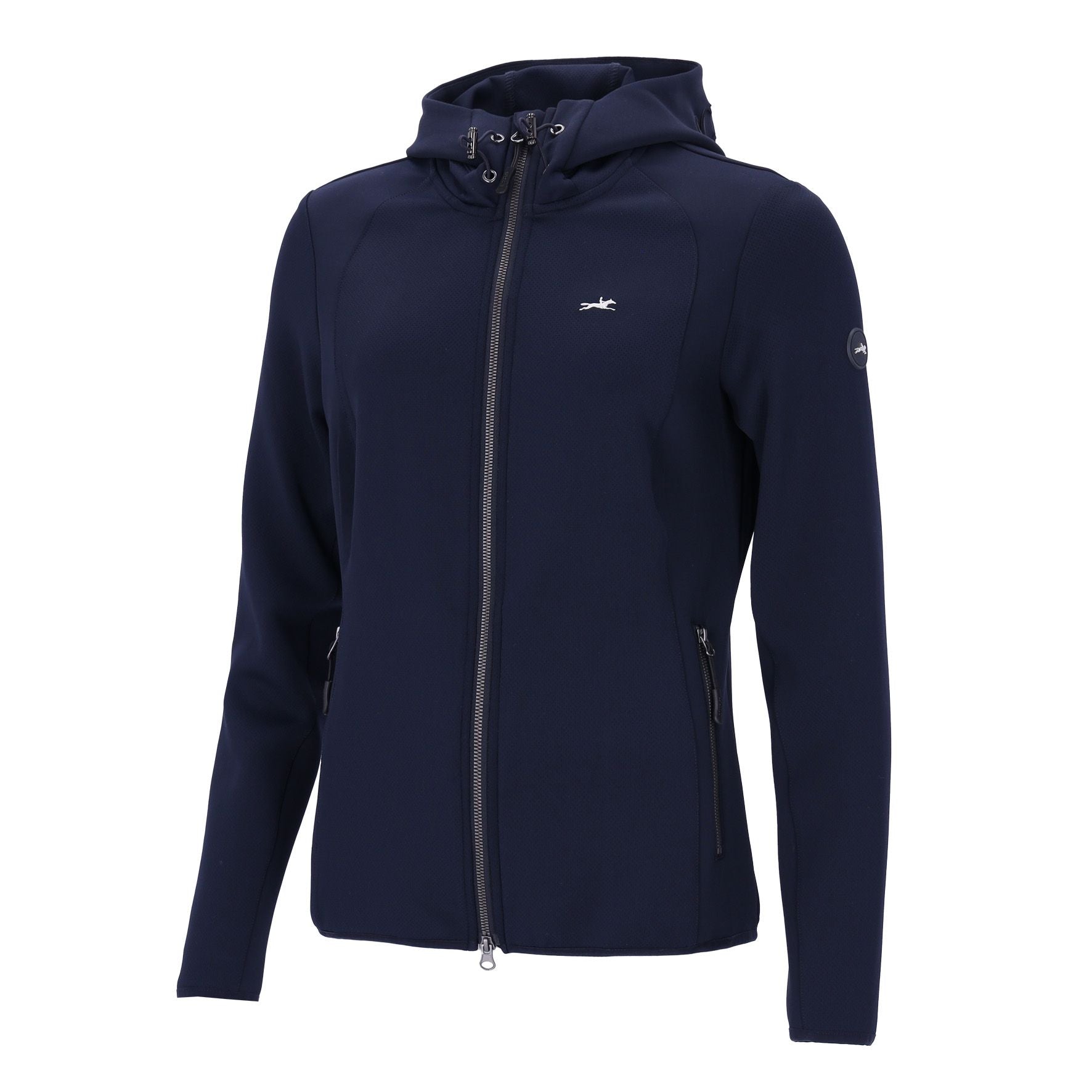 Front view of the dark navy Schockemohle Savina Jersey Jacket on a white background